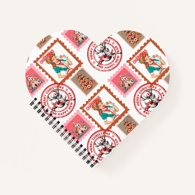 Carnet Ensemble de timbres de Noël médicaux rétro Art (Devant)