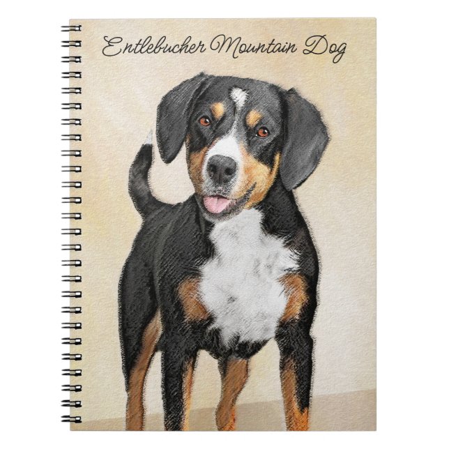Carnet Entlebucher Mountain Dog Painting Original Chien A (Devant)