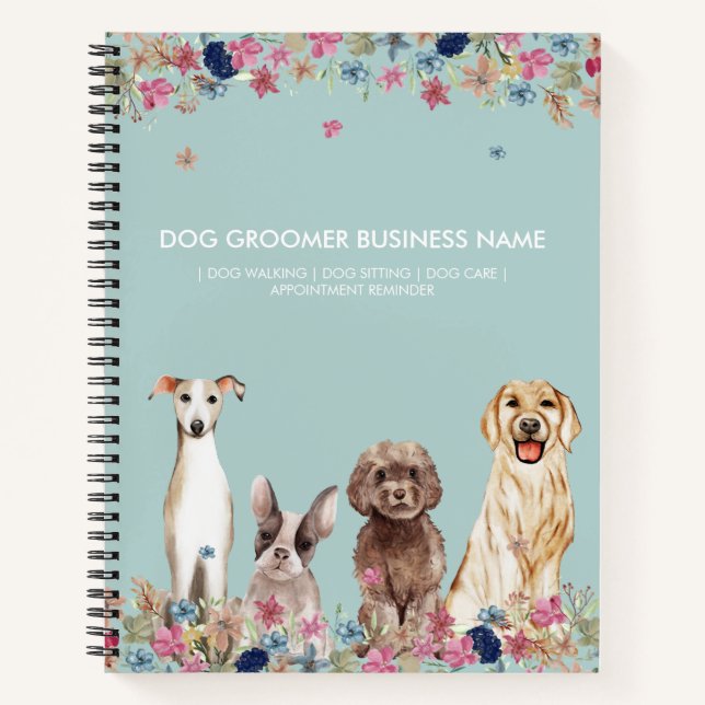 Carnet Entreprise de chien mignon vert élégant (Devant)