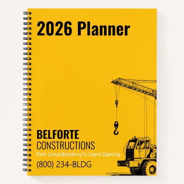 Carnet Entreprise de construction, conception de grue jau (Devant)