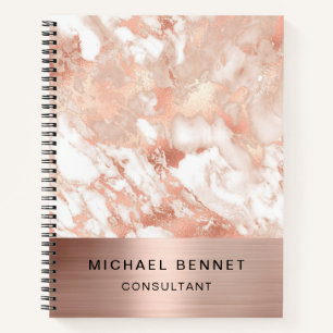 Carnet Entreprise de consultant Marble Metallic Or Rose