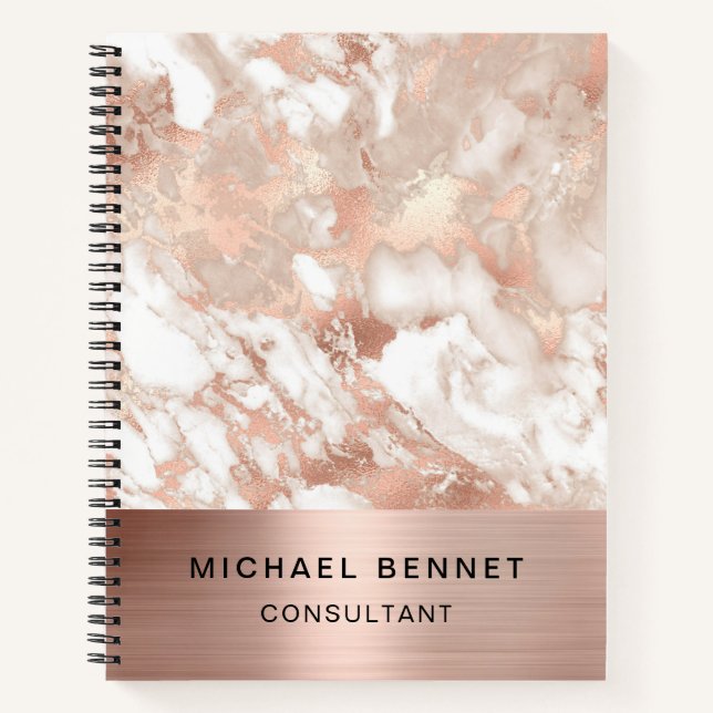 Carnet Entreprise de consultant Marble Metallic Or Rose (Devant)