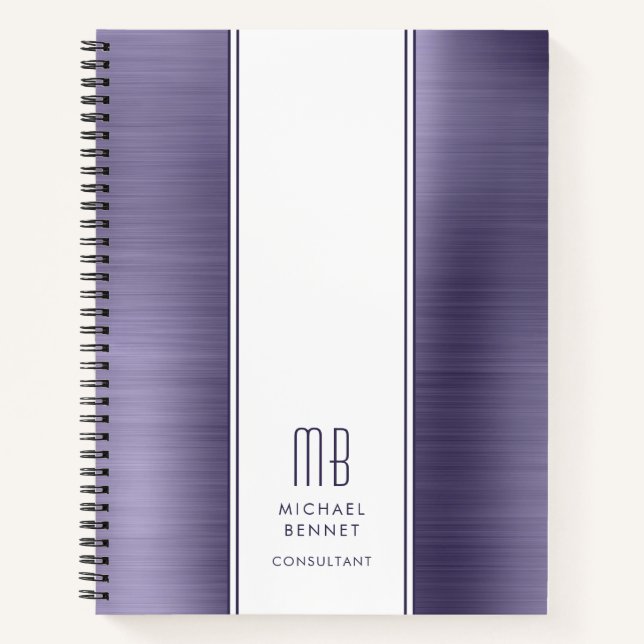 Carnet Entreprise de monogramme violet moderne (Devant)