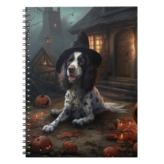Carnet Épagneul Springer Anglais Citrouilles Halloween Ef (Devant)