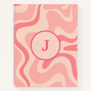 Carnet Éperon liquide rétro Abstrait Motif rose initial
