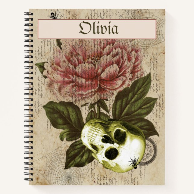 Carnet Ephémère de crâne rouge Peony (Devant)