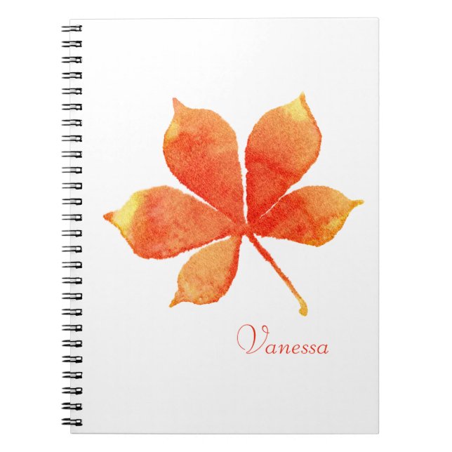 Carnet épice de citrouille feuille orange aquarelle perso (Devant)
