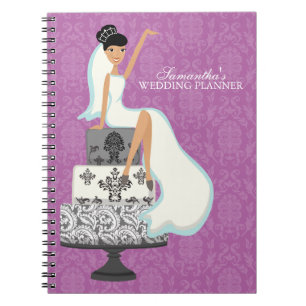Carnet Épouse noire haïrée sur gâteau Mariage {orchidée}