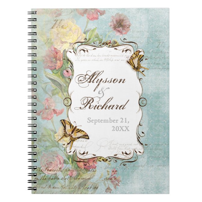 Carnet Épouser floral de fleurs de tulipe rose de pivoine (Devant)