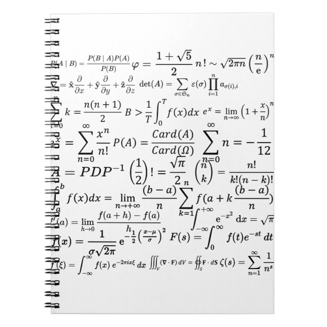 Carnet équations mathématiques et formules (Devant)