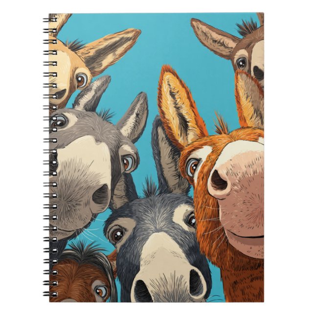 Carnet Équipe Âne Quirky - Illustration de Groupe Colorée (Devant)