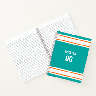 Carnet Équipe de football Aqua, Orange et White Spiral
