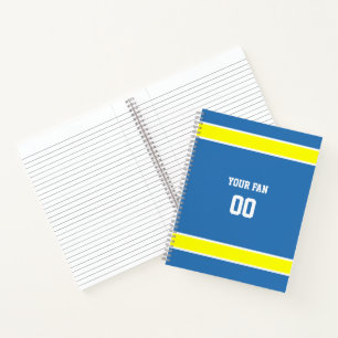 Carnet Équipe de football bleu, blanc et or Spiral