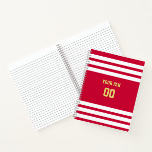 Carnet Équipe de football rouge, or et blanc Spiral