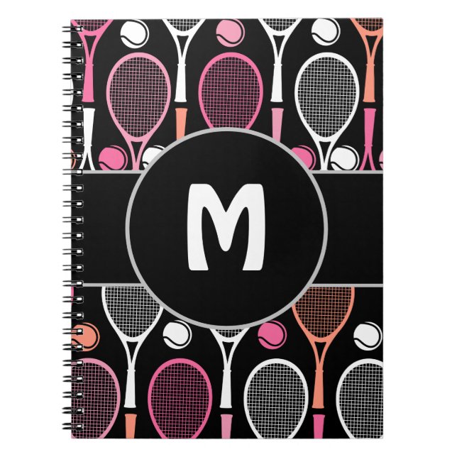 Carnet Équipe de joueur de tennis Nom personnalisé monogr (Devant)