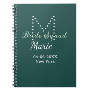 Carnet Équipe de mariée ajoutez nom monogramme demoiselle
