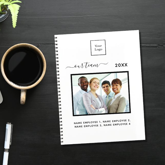 Carnet Équipe de photo d'entreprise blanche élégante  (Créateur téléchargé)