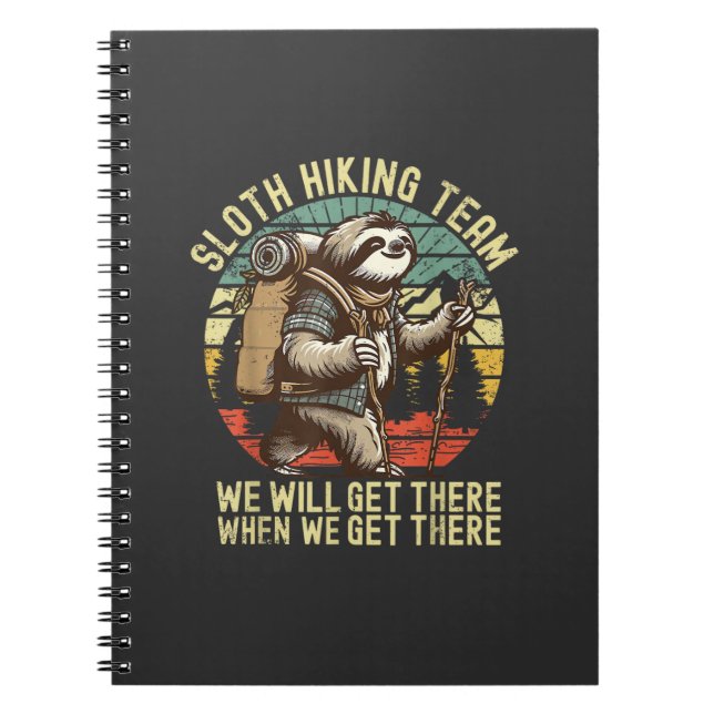 Carnet Équipe de randonnée Retro Sloth On arrivera quand  (Devant)