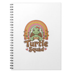 Carnet Équipe de tortue mignonne dessin vectoriel floral