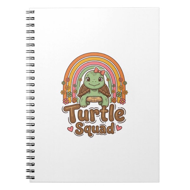 Carnet Équipe de tortue mignonne dessin vectoriel floral  (Devant)