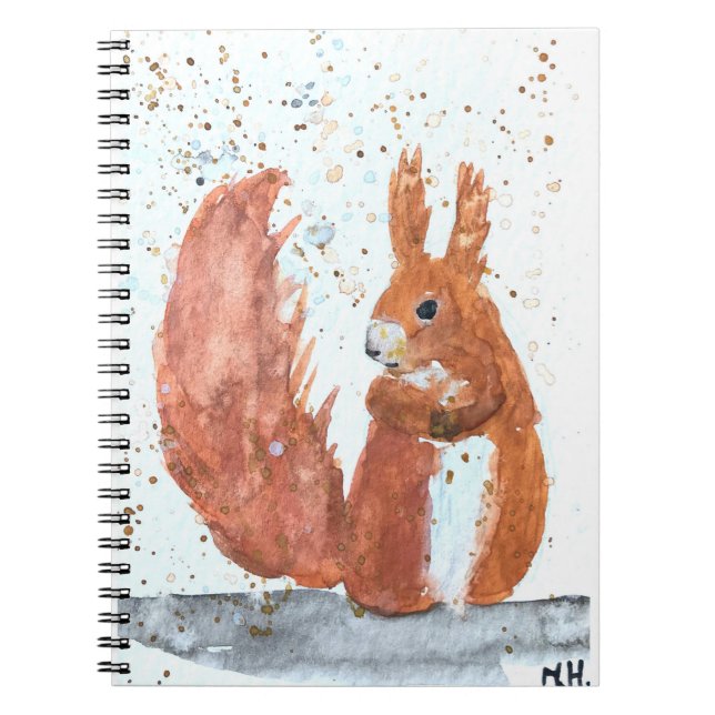 Carnet Equirrel boisé animal aquarelle faune mignonne (Devant)