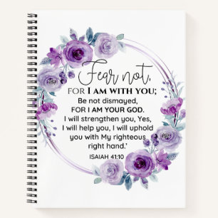 Carnet Esaïe 41:10 Crainte non violet Écriture florale