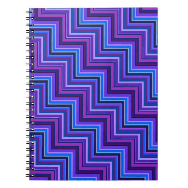 Carnet Escaliers à rayures bleues et violettes (Devant)