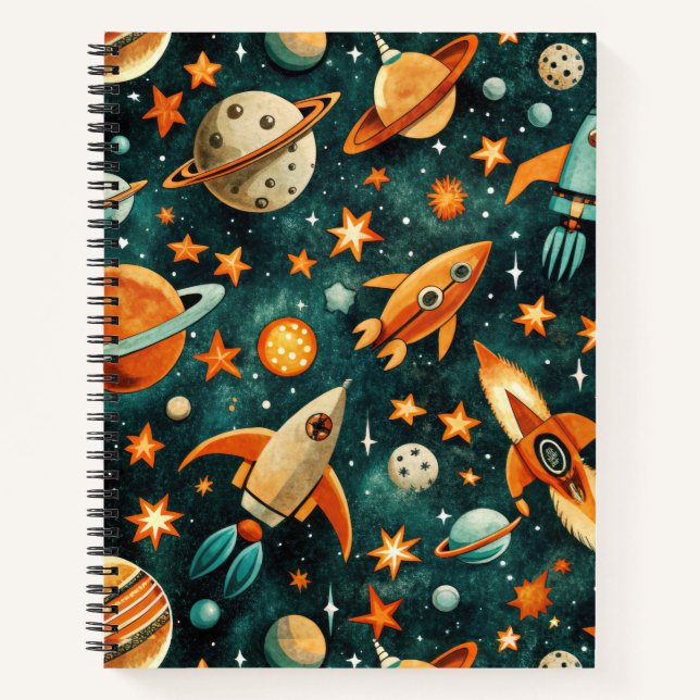 Carnet Espace atomique milieu du siècle Orange sarcelle P (Devant)
