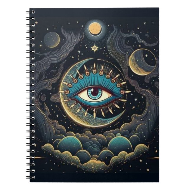 Carnet Espace Galaxie Lune Oeil (Devant)