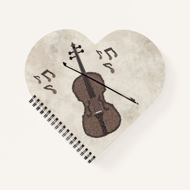 Carnet Espresso Violino-Violon créé avec des grains de ca (Devant)