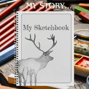 Carnet Esprit artistique Animal Elk noir Blanc dessin