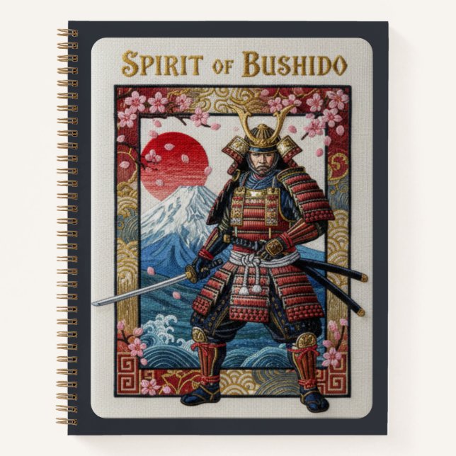 Carnet Esprit de Bushido Broderie Samouraï & Mont Fuji (Devant)