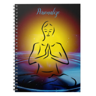 Carnet Esquisse de poitrine de yoga jaune et bleu