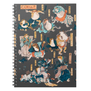 Carnet Estampe japonaise de grenouille sur bois Kuniyoshi