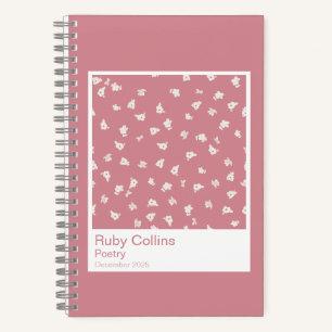 Carnet esthétique à fleurs rose poussiéreux
