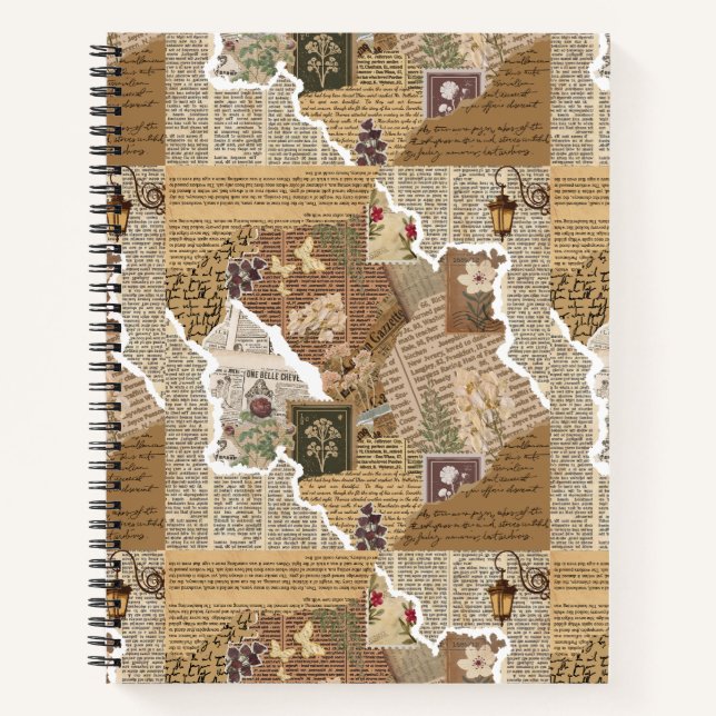 Carnet Esthétique de collage d'éphémérides antiques Journ (Devant)