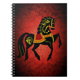 Carnet Étalon noir frison/beauté noire, rouge de cheval