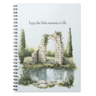 Carnet Étang romantique Fleurs Pierres blanches Profitez