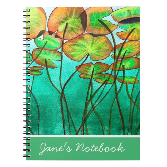 Carnet étang vert serein avec lilypads (Devant)