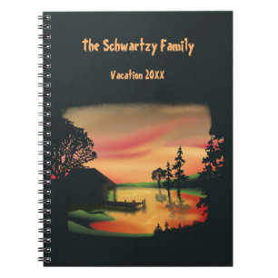 Carnet Etang vintage coucher de soleil ponton échapper ve