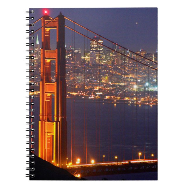 Carnet États-Unis, Californie. Pont Golden Gate la nuit (Devant)