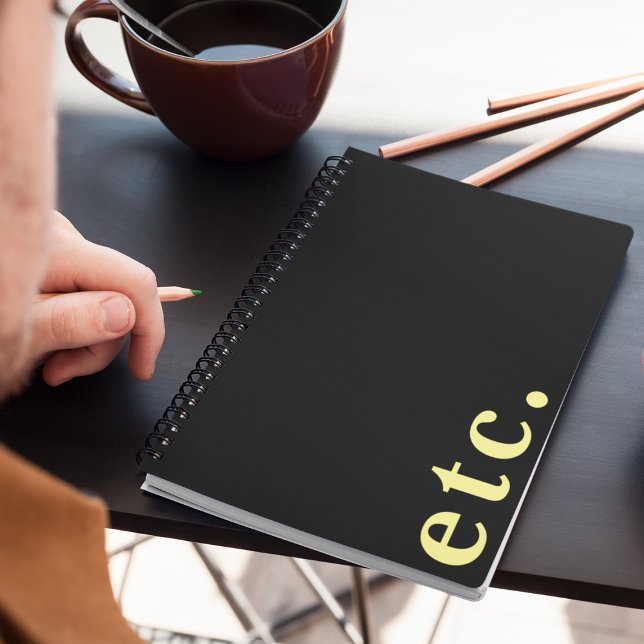 Carnet etc. Script élégant en gras noir et jaune (Créateur téléchargé)