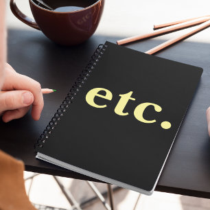 Carnet etc. Typographie moderne noir et jaune