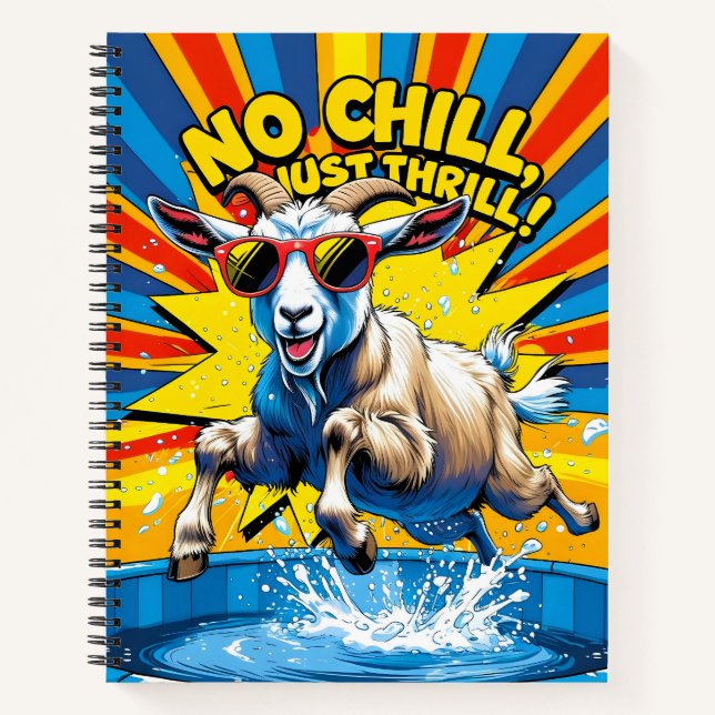 Carnet Été chèvre sauvage Splash piscine Rétro  (Devant)