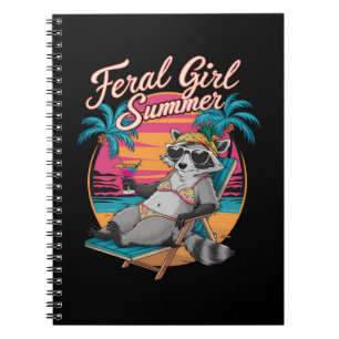 Carnet Été de fille sauvage plage drôle raton laveur