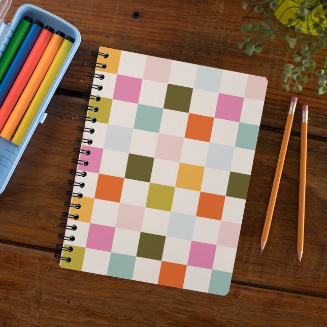 Carnet Été lumineux et rétro À damiers (Créateur téléchargé)