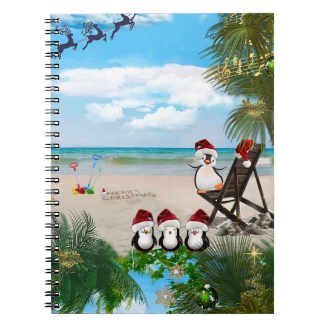Carnet Été Noël bébé sur la plage répéter Design (Devant)