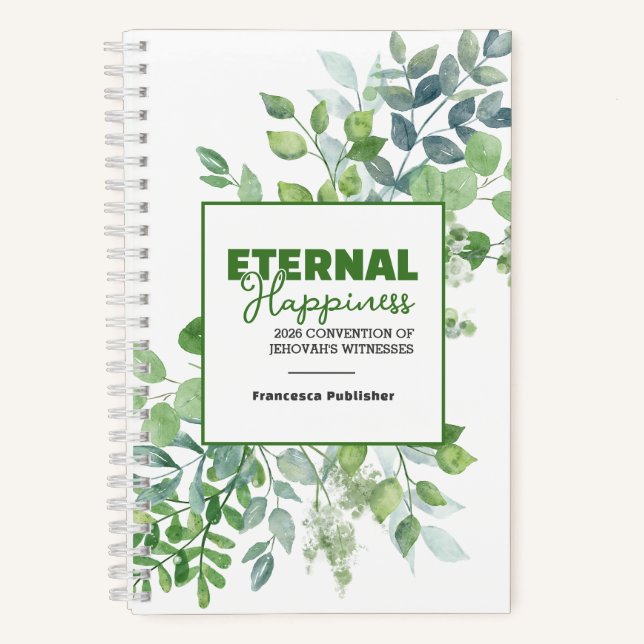 Carnet Eternal Happiness Convention Watercolor Greenery (Recto)