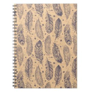 Carnet Ethnic Feather Outline Motif
