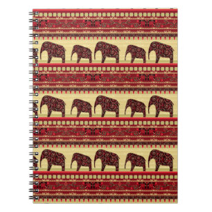 Carnet Ethno design elephants ornemental